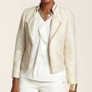 NWOT Chico's NEUTRAL ZIPPER TWEED MOTO JACKET 1